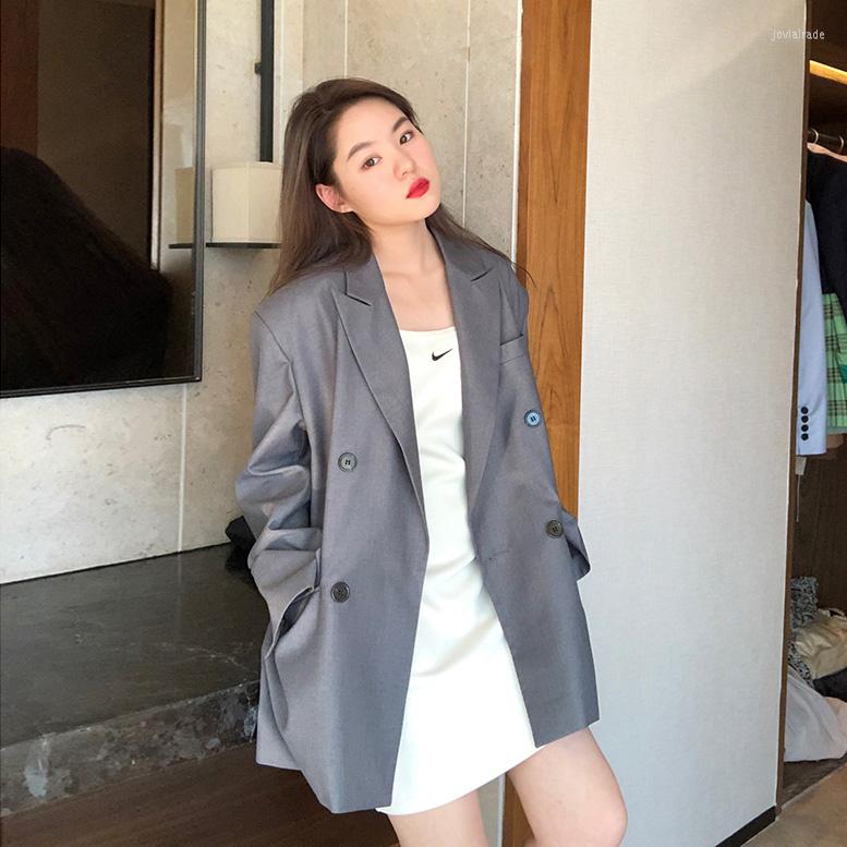 

Women' Suits Stylish 2023 Spring Blazer Jacket Women' Grey Back Zipper Loose Suit Jackets Female Outerwear, Gray