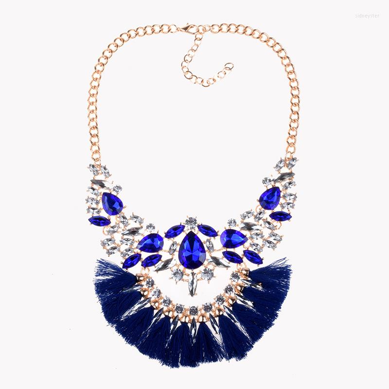 

Choker BK Retro Necklace Vintage Alloy Chain Acrylic Glass Resin Beads Statement Tassel Rope Fabric Pendant Bib For Summer Jewe