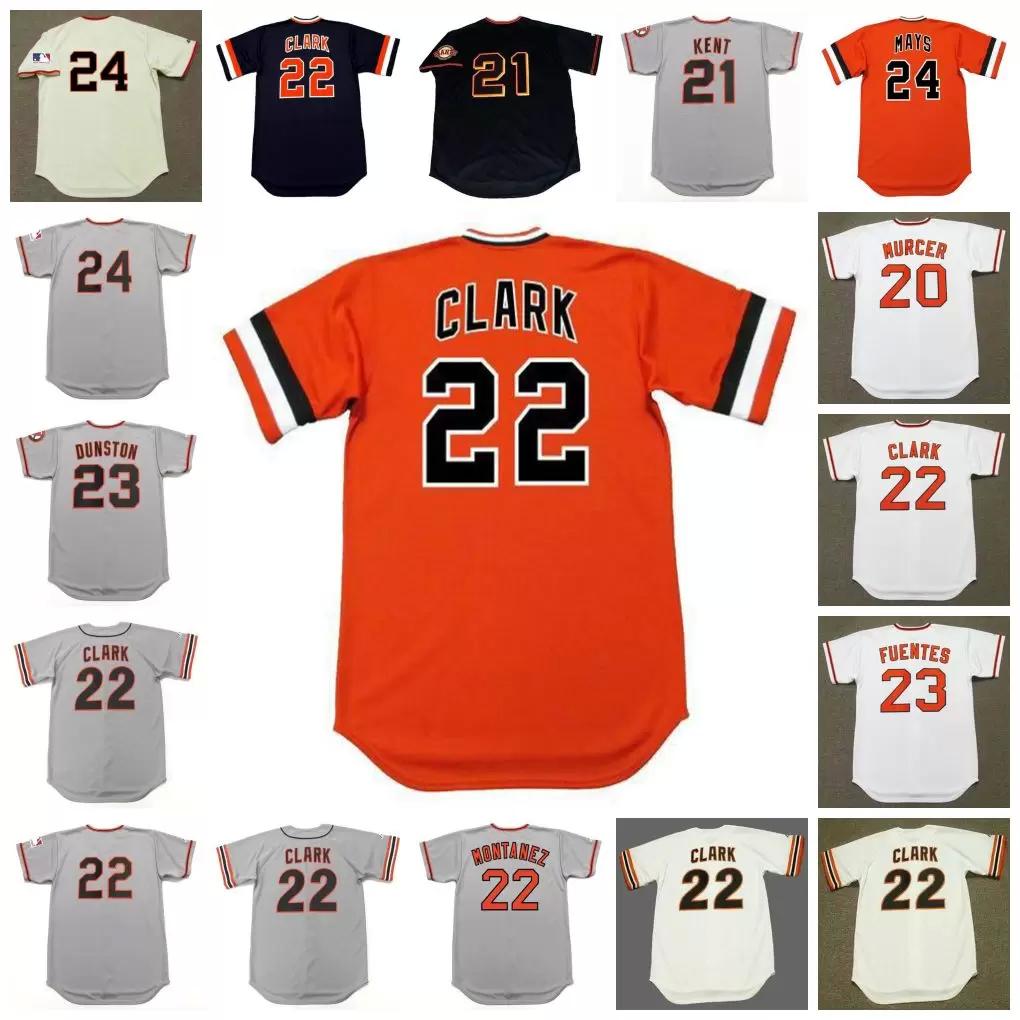 

San Francisco Vintage Baseball Jersey 20 BOBBY MURCER 1976 21 JEFF KENT 2001 LANIER CLARK 23 SHAWON DUNSTON 2002 TITO FUENTES 1973, 21 jeff kent 2001 black