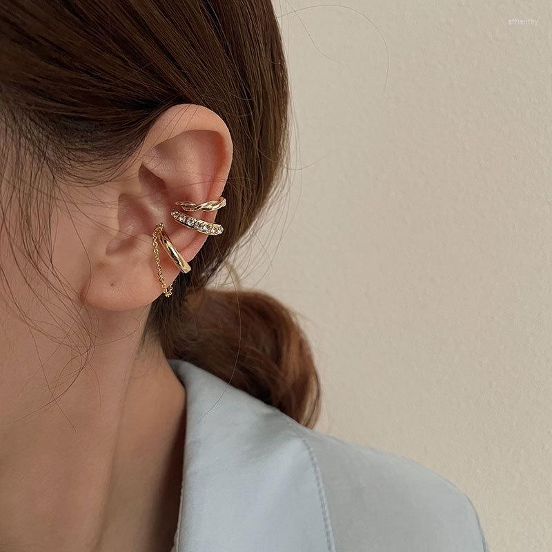 

Backs Earrings 3pcs/set Boho Vintage Geometric Circle Earcuff Fake Piercing Faux Earring Crystal Chain Clip On For Women Jewelry