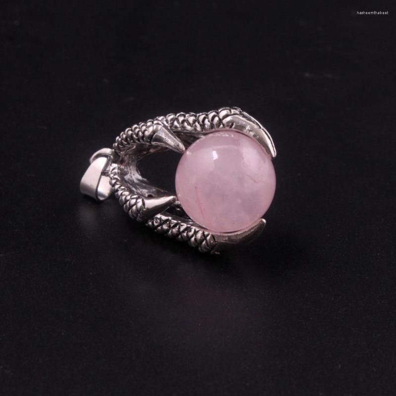 

Pendant Necklaces Wholesale 24pcs/lot Real Roses Quartz Natural Gem Stone Beads Punk Eagle Claw Dragon Choker Pendent Necklace