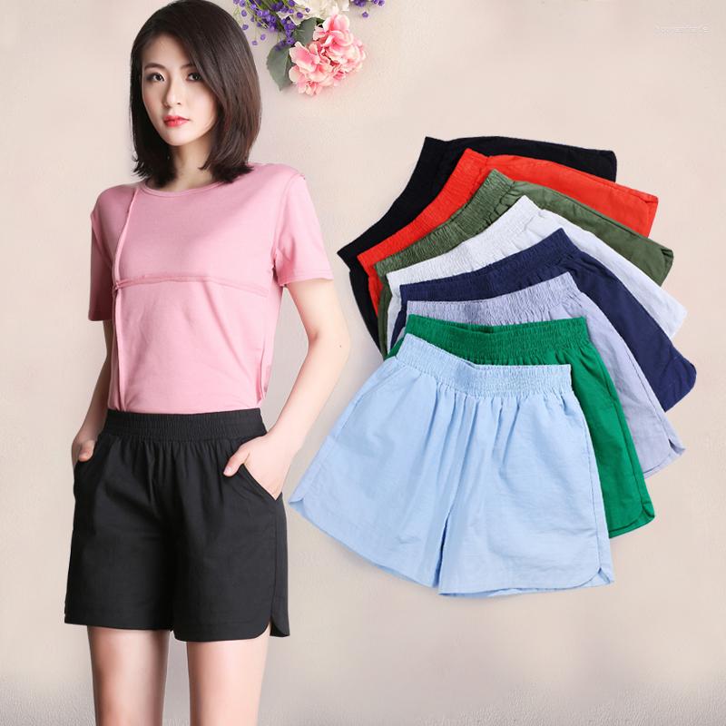 

Women's Shorts 2022 Women Solid Short Femme Pocket Linen Summer Casual Loose High Waist - Red Black