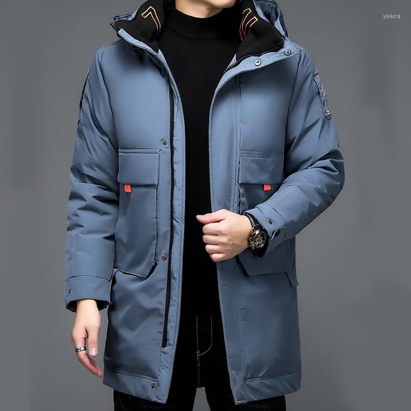 

Men's Down Brand Winter Jackets Men Warm White Duck Coat Casual Hooded Parka Thick Outerwear Clothing J726, Beige