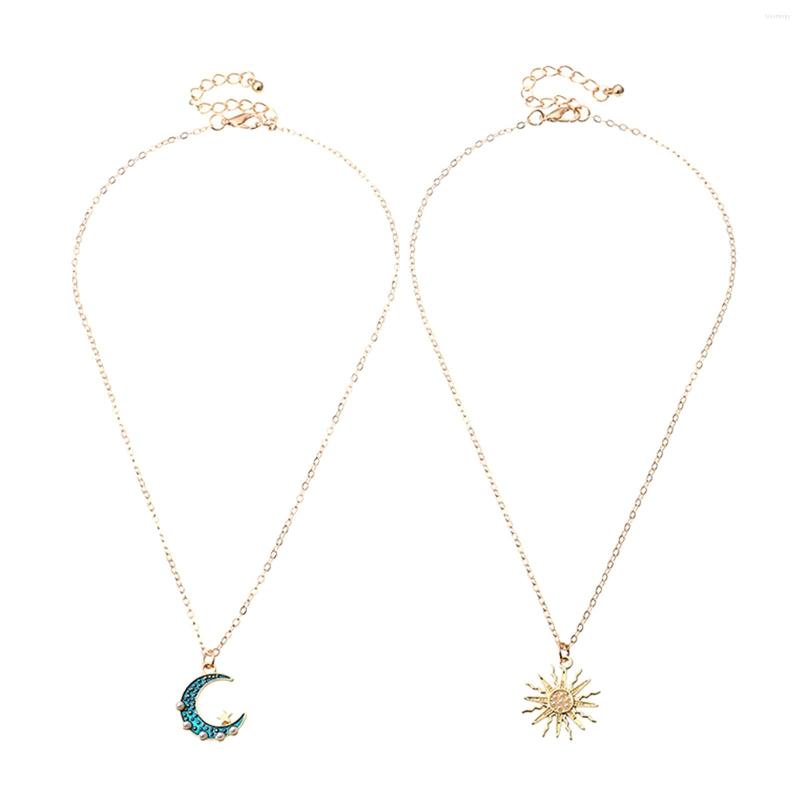 

Chains Vintage Double Layer Necklace For Womens Bohemian Sun And Moon Pendant Necklaces Choker Chian Personalized Jewelry Gifts