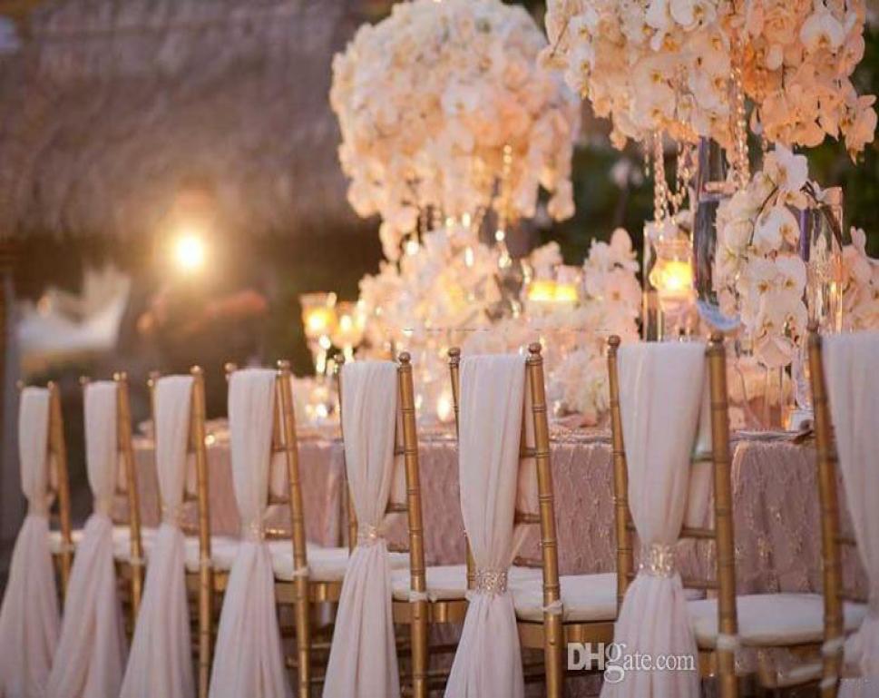 

50 pcslot On Dhgate Chiffon Chair Sash Labera Wedding Chair Cover Party Banquet Decorations For Events9455457, White