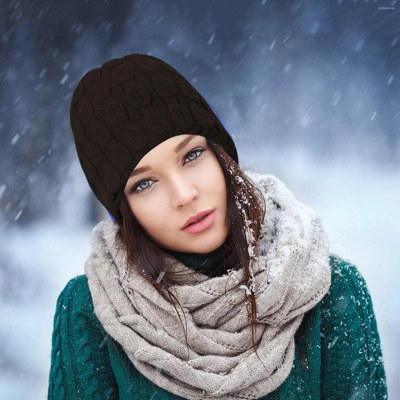 

Berets Women Warm Solid Twist Knit Crochet Pile Hat Pullover Cap, Black