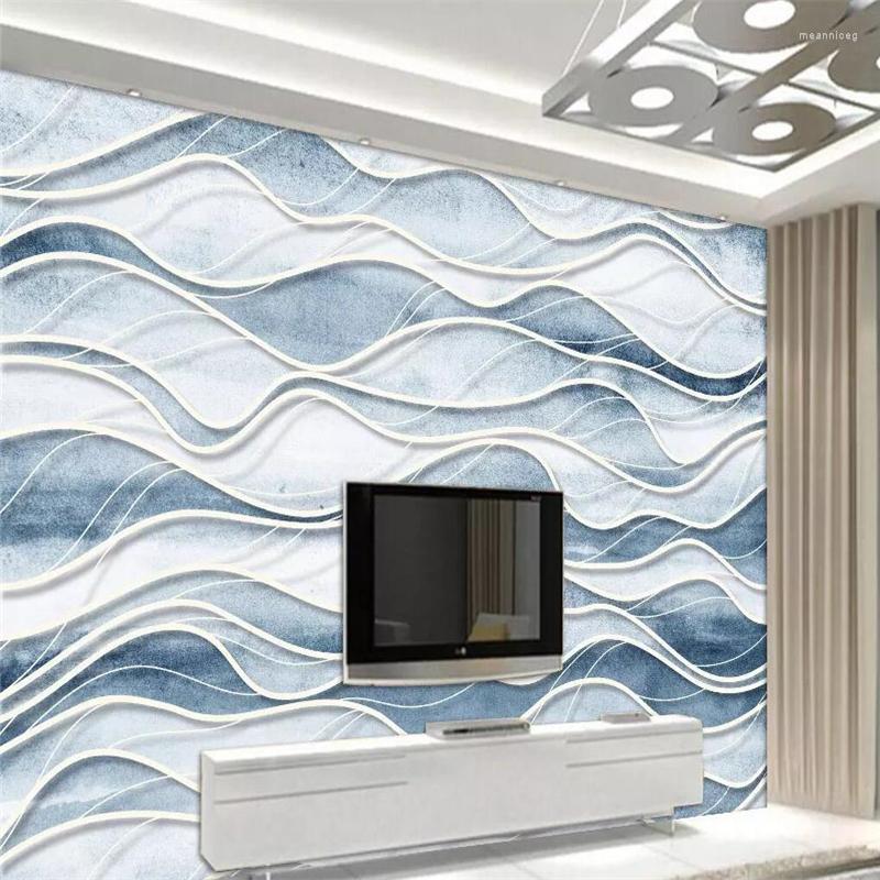 

Wallpapers Decorative Wallpaper Modern Simple Nordic Abstract Style Geometric Curves Three-dimensional Background Wall Painting, Picture shown