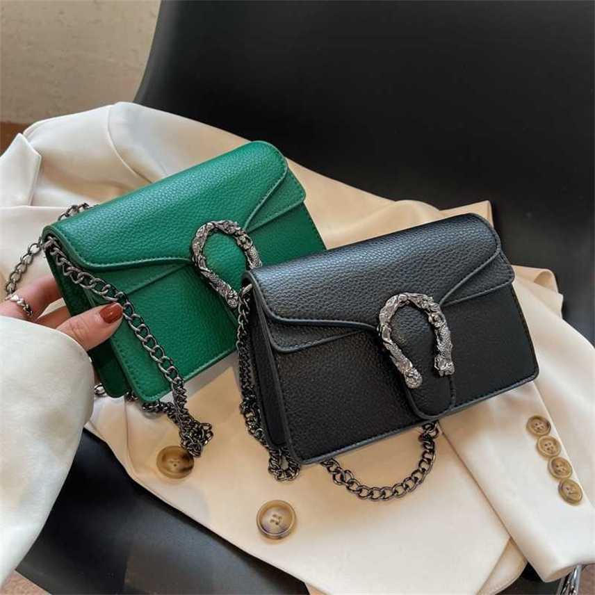 

Messenger Bags High class westernized Women's 2022 new sense chain sling single shoulder cross body small square bag, Green
