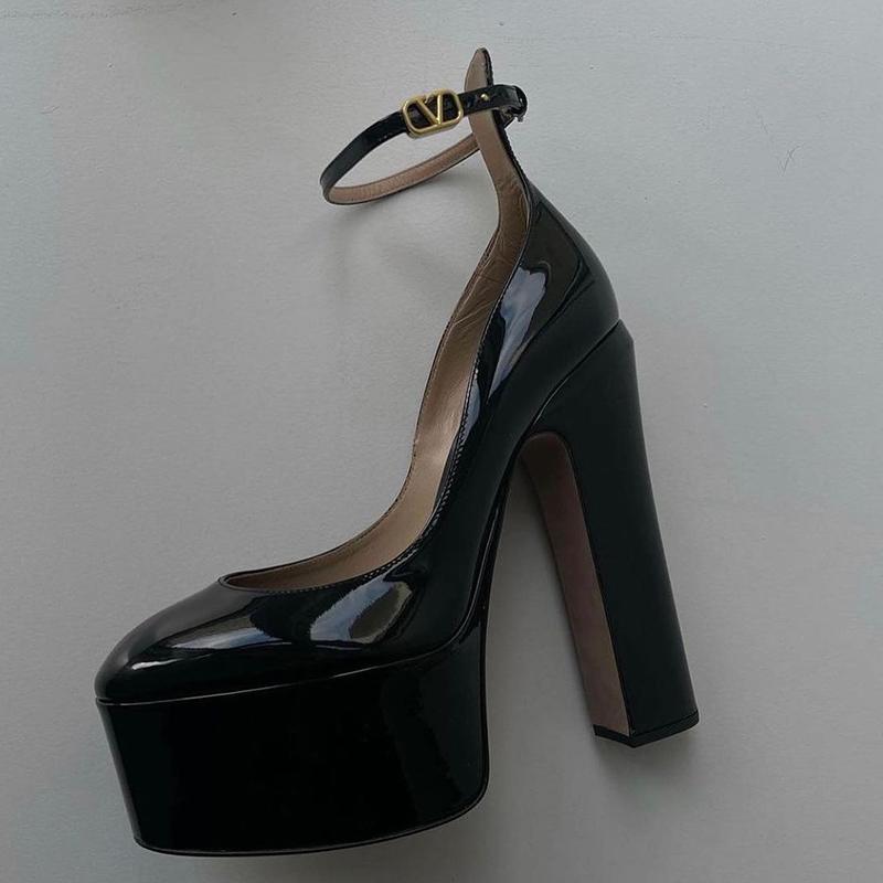 

Fashion dress Shoes for women top quality Patent leather Lady pumpsround toes platform 15.5CM high heeled Wedding Party womens shoe factory, Pink 12.5cm