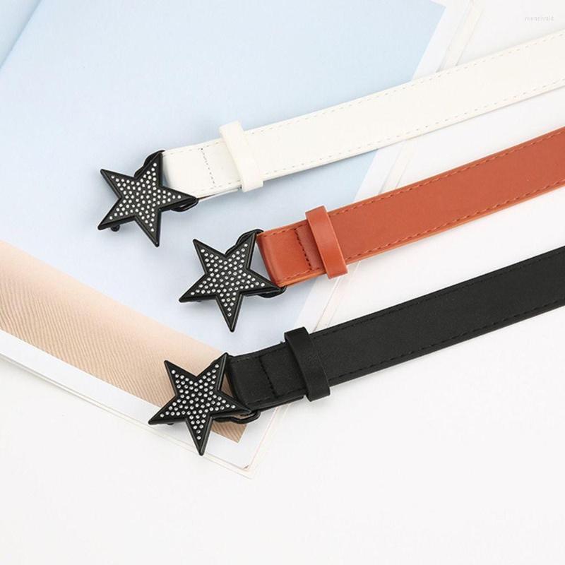 

Belts Casual Star Rhinestone Buckle Dress Decoration Elegant Waist Strap Waistband PU Belt, Black