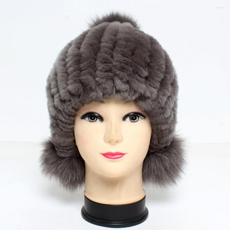 

Hats Child Warm Real Rex Fur Fashion Soft Beanies Kids Natural Casual Caps Genuine, Grey