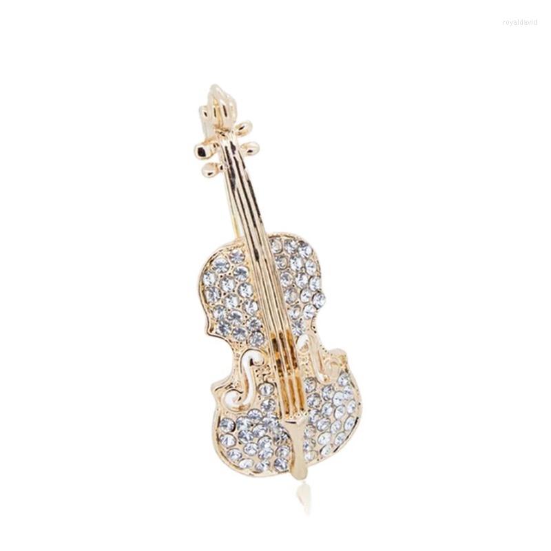 

Brooches Exquisite Gold Color Silver Rhinestone Guitar Brooch For Women's Femininos Hijab Lapel Pins Jewelry