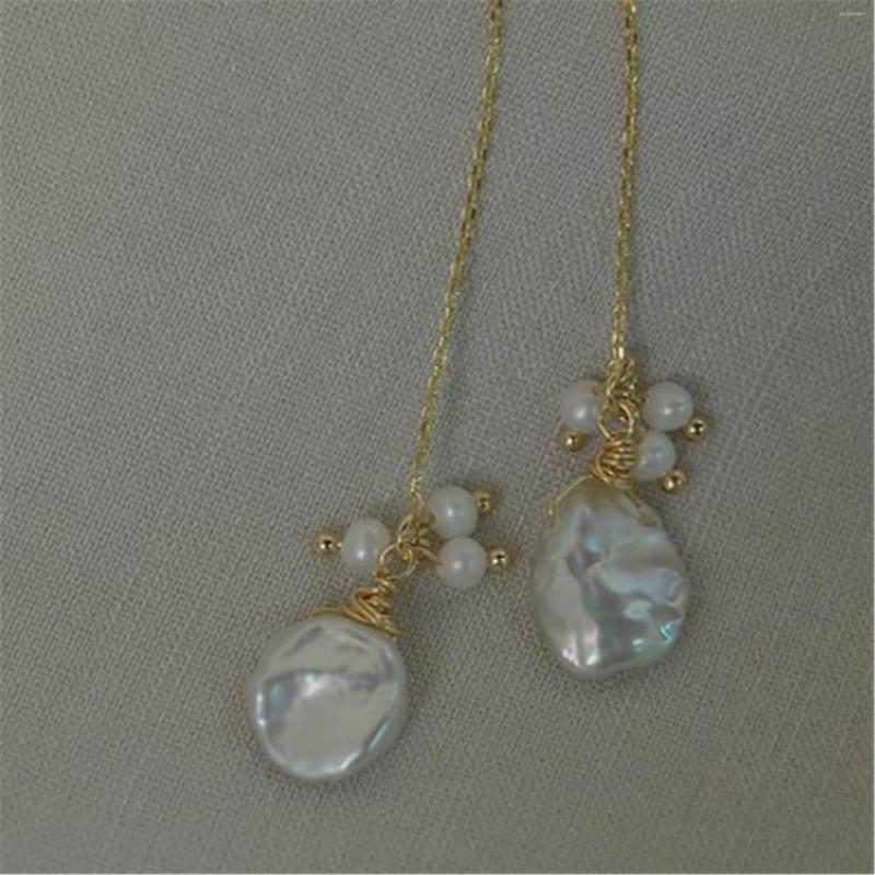 

Dangle Earrings White Baroque Pearl Long Section Earring 18k Ear Stud Women Flawless Classic Party Fashion Gift Natural Cultured Wedding