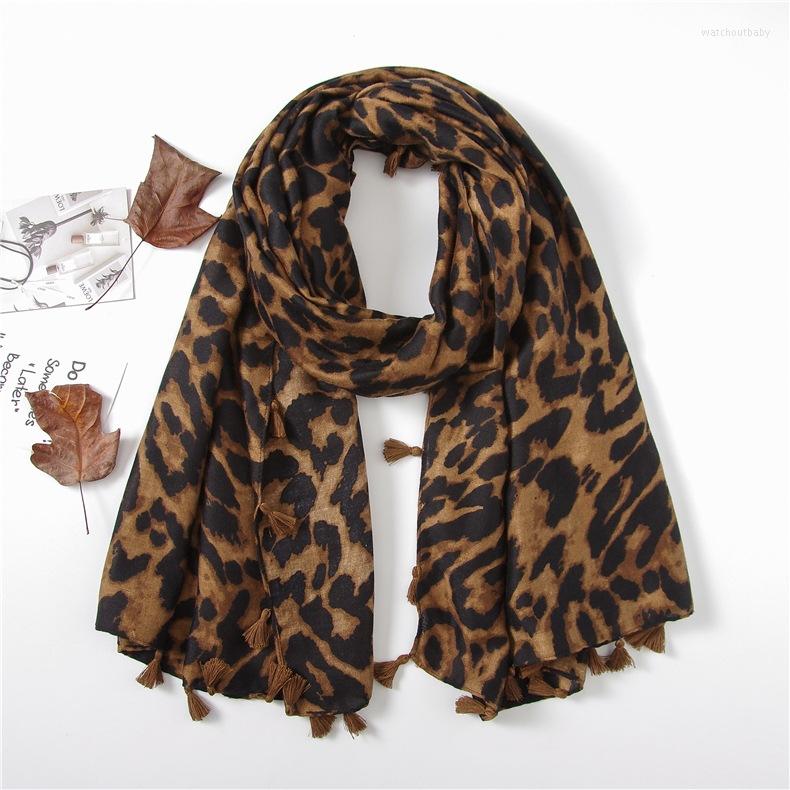 

Scarves 2022 Women Cotton Ombre Leopard Tassel Shawls Long Wrap Hijab Muffler Wholesale 10pcs/lot
