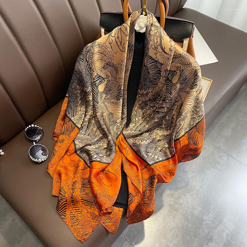 

Scarves Mulberry Silk Scarf Women Shawl Wrap Satin Square Headscarf Printed Hijab Bandana Designer Foulard 2022