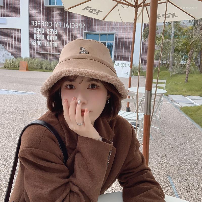 

Berets Unisex Hat Autumn And Winter Solid Color Embroidered Double-sided Fisherman Niche Trend All-match Casual Warm Basin, Black