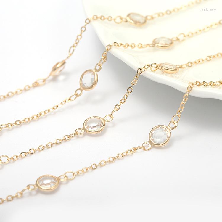 

Chains 5Meters/LOT Fashion Gold Color Copper Round Crystal Chain For DIY Bracelet Necklace Jewelry Making