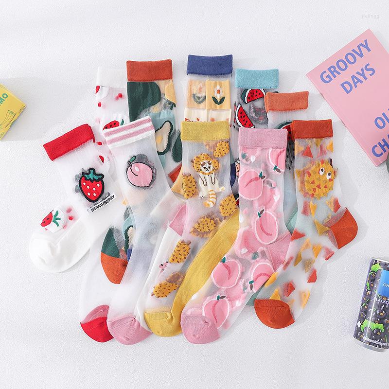 

Women Socks Summer Crystal Silk Ultra-thin Breathable Fashion Sexy Lace Transparent Mesh Fishnet Long