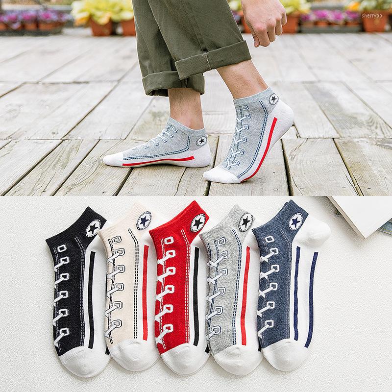 

Men's Socks Men Casual Spring Summer Autumn Fashion Creative Denim Shoes Pattern Sock Japanese Korean Style Happy Women Sox, Beige