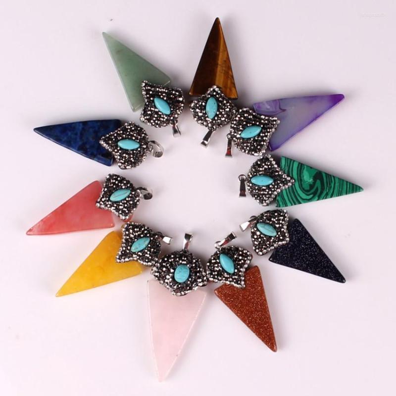 

Pendant Necklaces FYJS Unique 20 Pcs Geometric Shape Many Colors Quartz Stone For Party Gift Fashion Jewelry