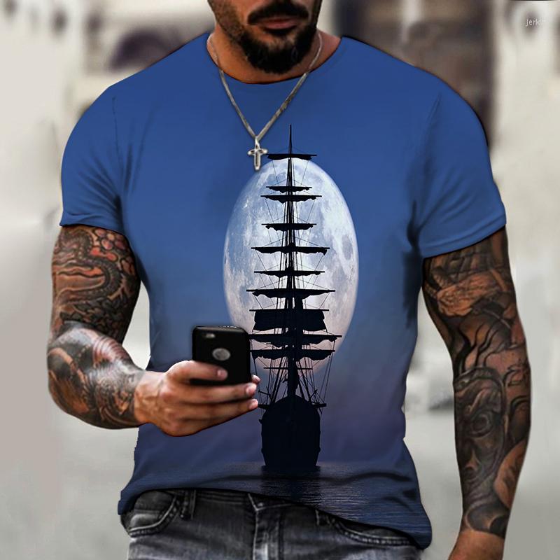 

Men's T Shirts 2022 Fashion Summer Sailing T-shirt Casual Cloud 3d Ocean Printing Short Sleeve Hip Hop Top Streetwear, Wfcq10026