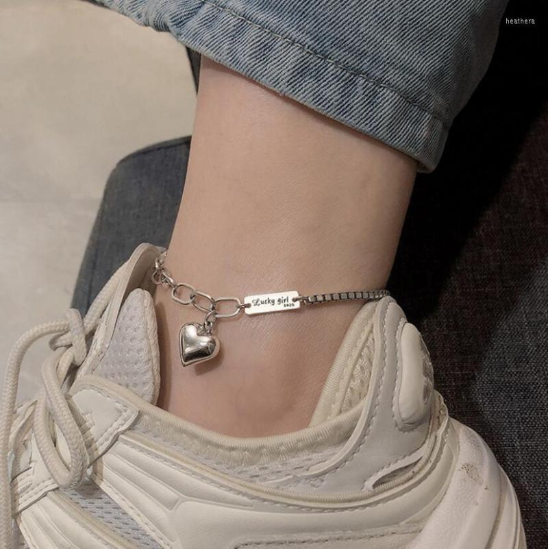 

Anklets Authentic 925 Sterling Silver Fashion Women's Jewelry Vintage Sweet Heart Love For Women Fine DA800