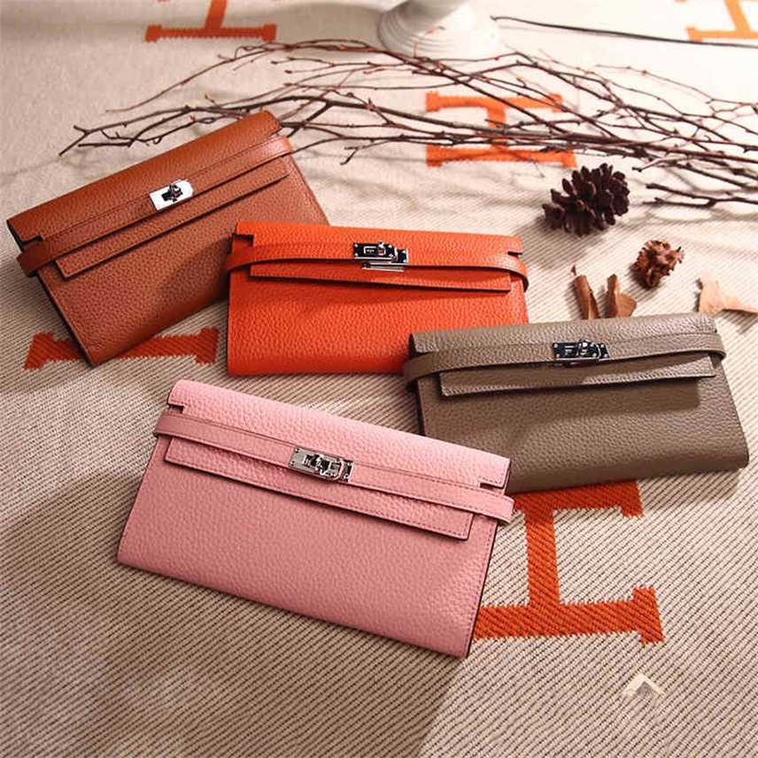 

Women's bag top leather long women's purse leather handbag, Sky blue