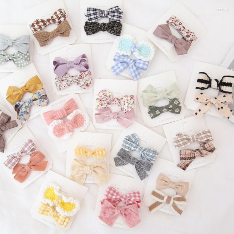 

Hair Accessories 1 Pair Korean Bow Harpins For Baby Children Girls Multi Color Floral Fabric Plush Clips Set Babies Adults, Nshb