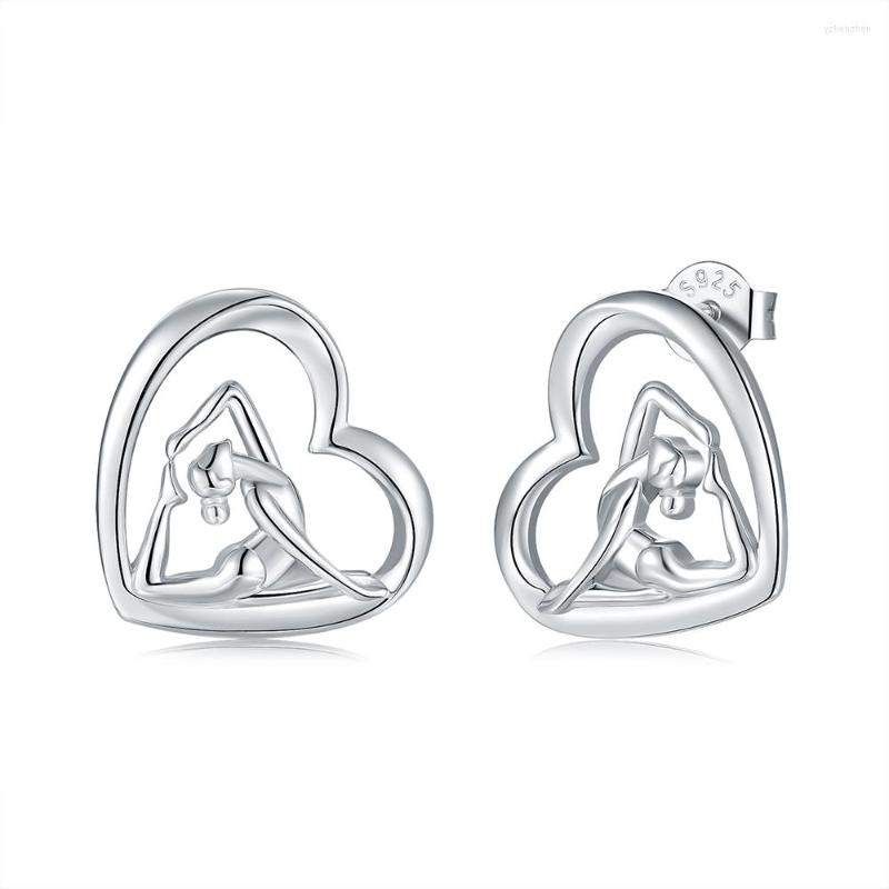 

Stud Earrings 925-Sterling-Silver Heart Gymnastics Sport Ballerina Fashion Inspirational Jewelry Gifts For Women Teen Girls