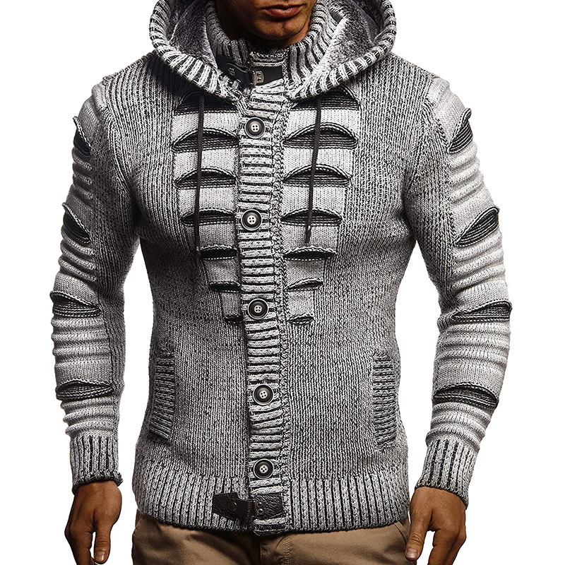 

Men's Sweaters Autumn Men Jacket Knitted Sweater Hooded Male Buttons Cardigan Sweater Pullover Hip Hop Streetwear Loose Knitwear Tops Basic 221114, Hc2210white