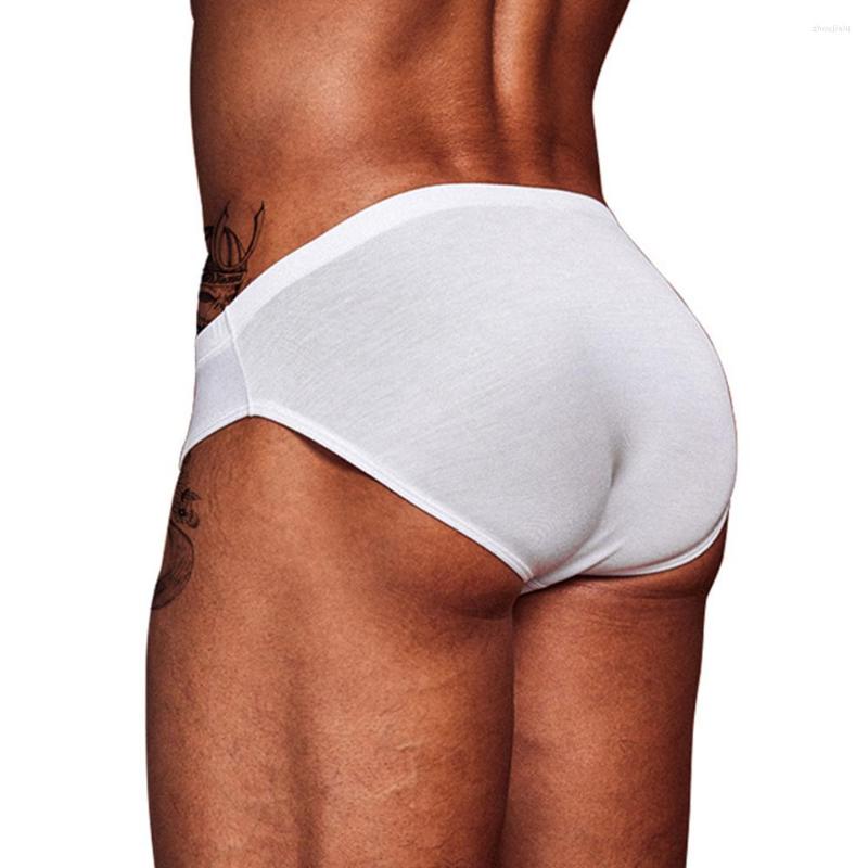 

Underpants Modal Breathable Comfortable Mens Sexy Briefs Underwear Male Panties Solid Smooth Pouch Seemless Trunk A5, White