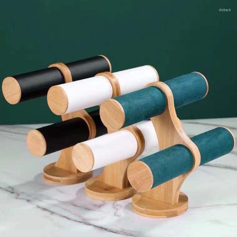 

Jewelry Pouches Vintage Bamboo And Wood Bracelet Display Stand Props Watch Storage