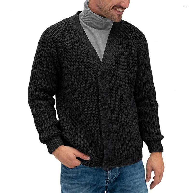 

Men's Sweaters Trendy Men Sweater Jacket European American Winter Coat Single-breasted Slim Fit Knitting Cardigan Streetwear, Black