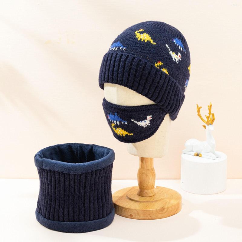 

Berets Cold-proof Hat Warm And Face Children's Set Three-piece Scarf Outdoor Knitted Mens Winter Head Gear Cold Weather, Pink