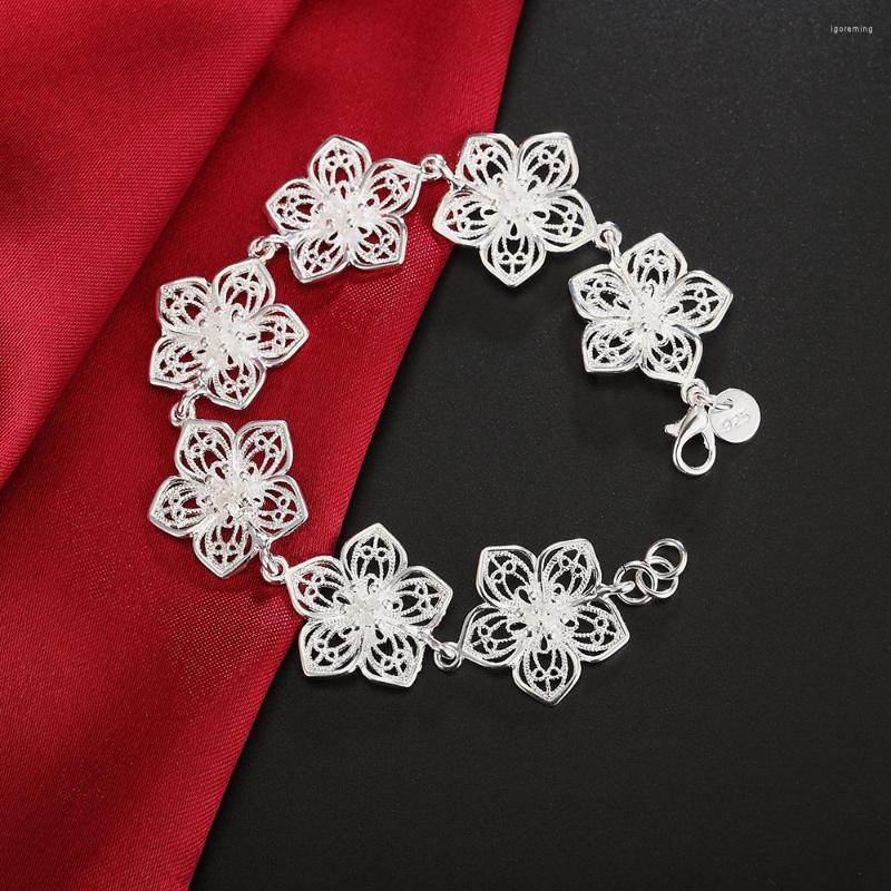

Link Bracelets Individual Silver Plated Exquisite Vintage Elegant Bauhinia Flower Bracelet For Accessories Gift