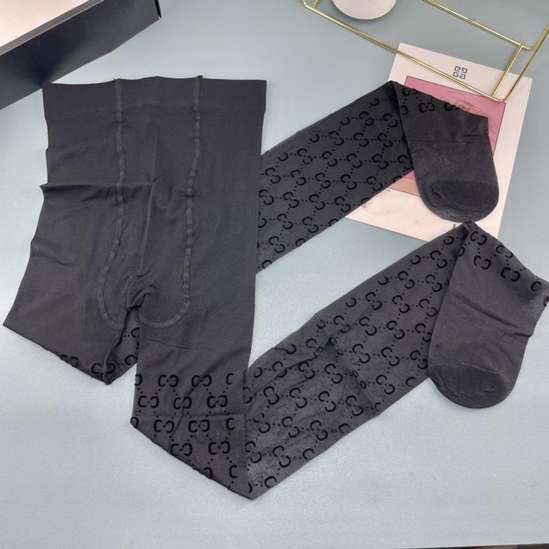 

textile Sexy Transparent Girls Leggings Full Letter Print Women Tights Brand Elastic Long Stockings Hosiery Party bed, Black