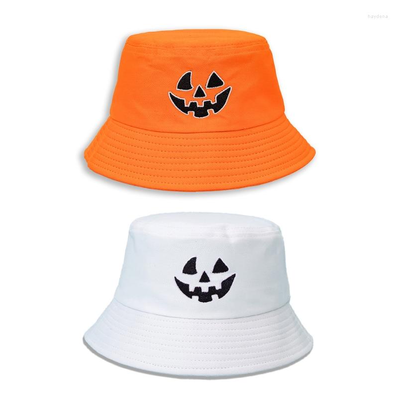 

Berets 56-58cm Halloween Embroidery Grimace Pumpkin Fisherman Hat Cartoon Basin Travel Bucket All-match For Boy Girl Teens, Orange