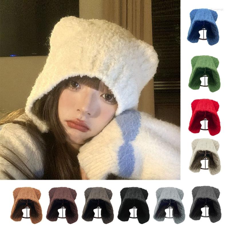 

Berets 652F Ultra Soft Furry Bucket Hat For Womens Thicken Outdoor Keep Warm Multicolor Girls Fisherman Caps, White
