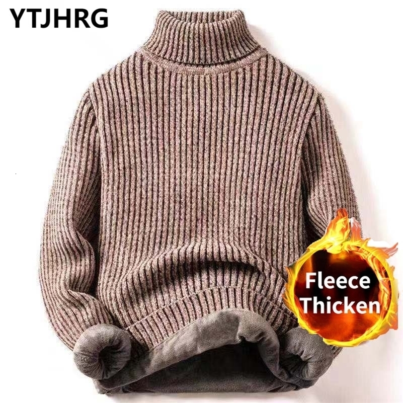 

Men's Sweaters Clothing Winter Fleece Thicken Pullovers O Neck Knitted Turtleneck Korean Fashion Simple Long Sleeve Warm Solid 221114, 8830 fleece claret