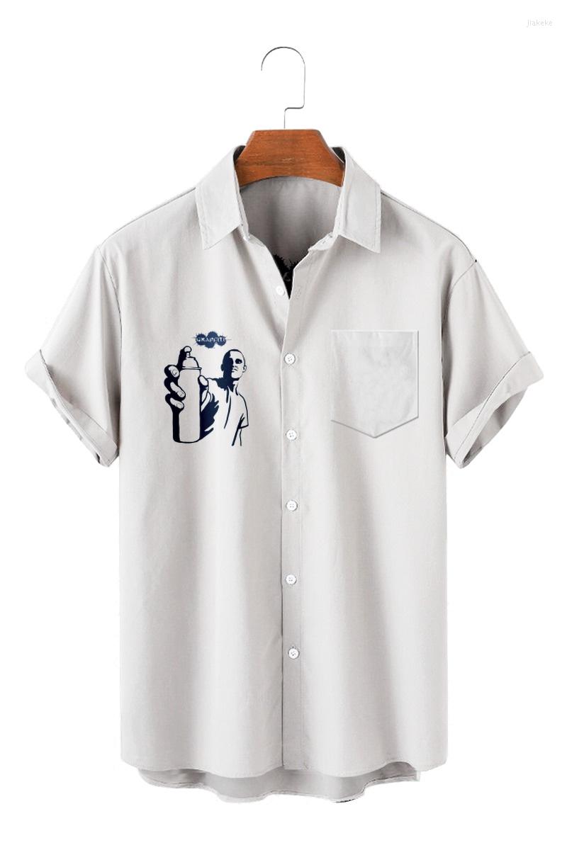 

Men's Casual Shirts 2022 Men's Short Sleeve Lapel Shirt Plus Size Graffiti Culture 11 3D Printed Top With Pockets
