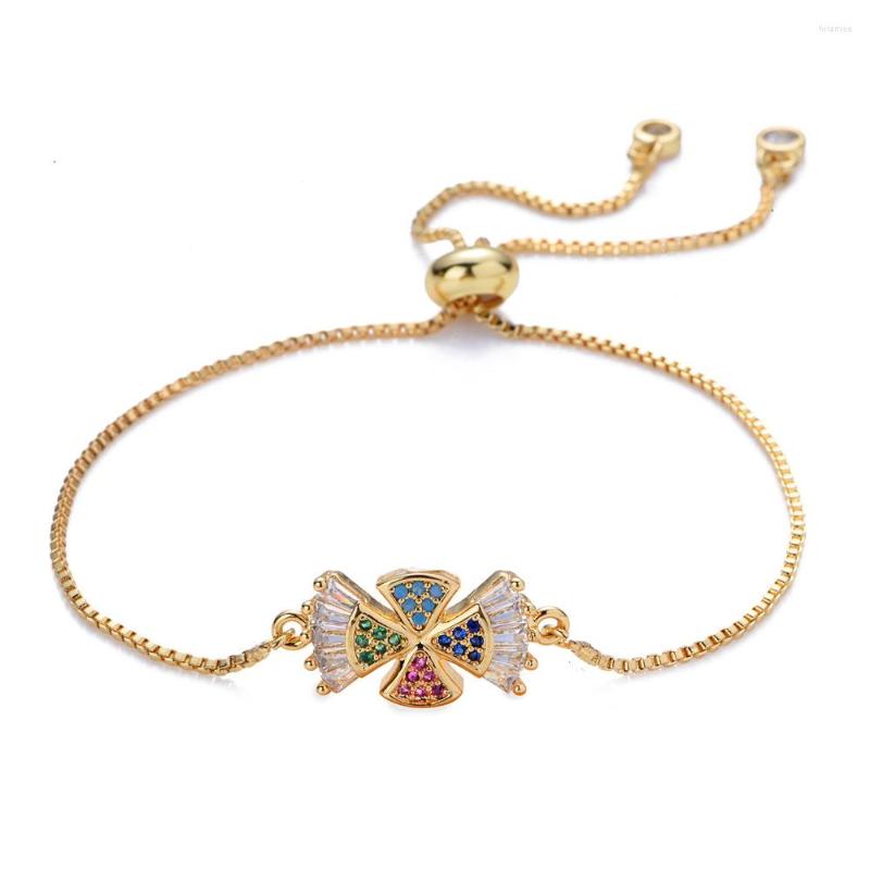 

Link Bracelets 2022 Cute Style Butterfly Colorful Color Zircon Angel Bracelet Female Bow Adjustable Accessories