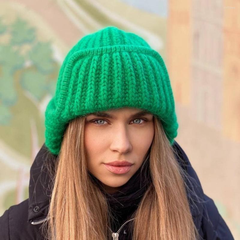 

Berets Autumn Winter Ladies Knitted Hat Women Leisure Solid Color Flanging Tie Up Ear Protection Windproof Warm Cap Bomber Hats Y2k, No top wool hat-