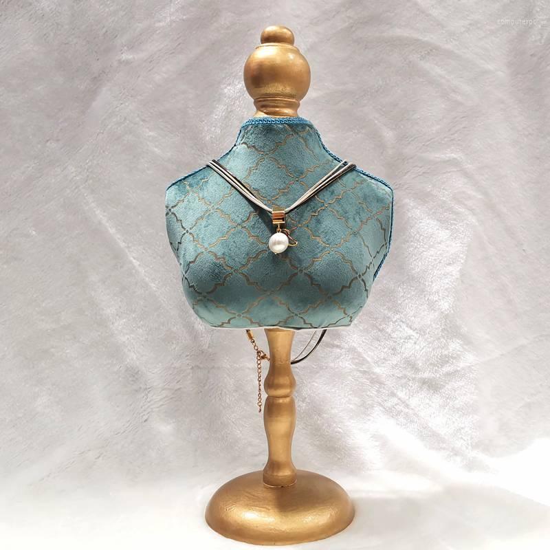 

Jewelry Pouches Wooden Mannequin Stand Portrait Jewellery Display Neck Props Hanging Necklace Bust Holder