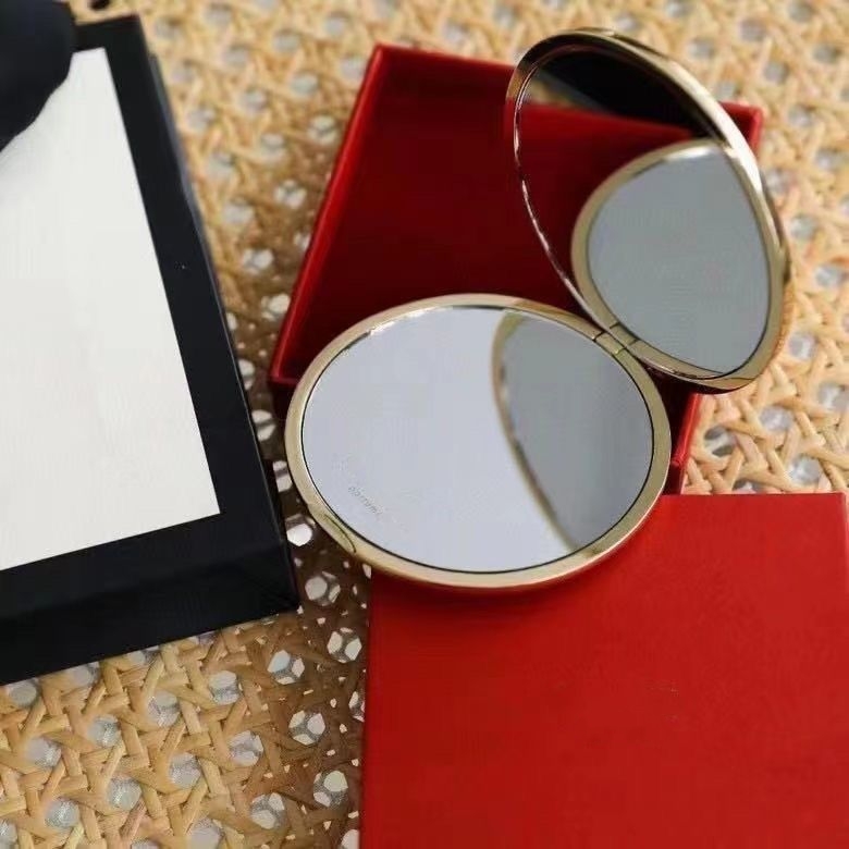 

Top-quality designer fashion gold vanity mirror folding cosmetic mirror with gift box and bag portable makeup tools brand compact mirrors