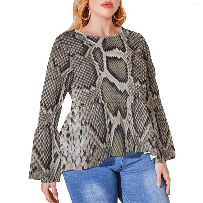

Shirt Faux Boa Snakeskin S Animal Skin Print Pretty T Woman Long Sleeve Streetwear Tops Pattern Clothes Plus Size 4XL 5XL, Style-4