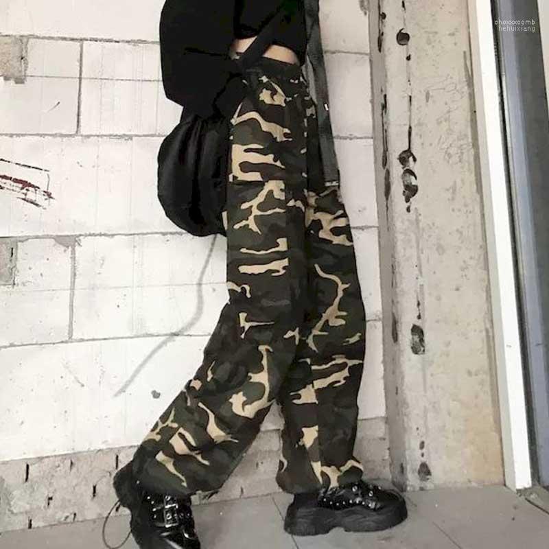 

Women' Pants Korean Retro Casual Women Autumn Camouflage Washed Drawstring Loose Wide Leg Trousers Elastic Waist Fashion All- Women, Camouflage pants