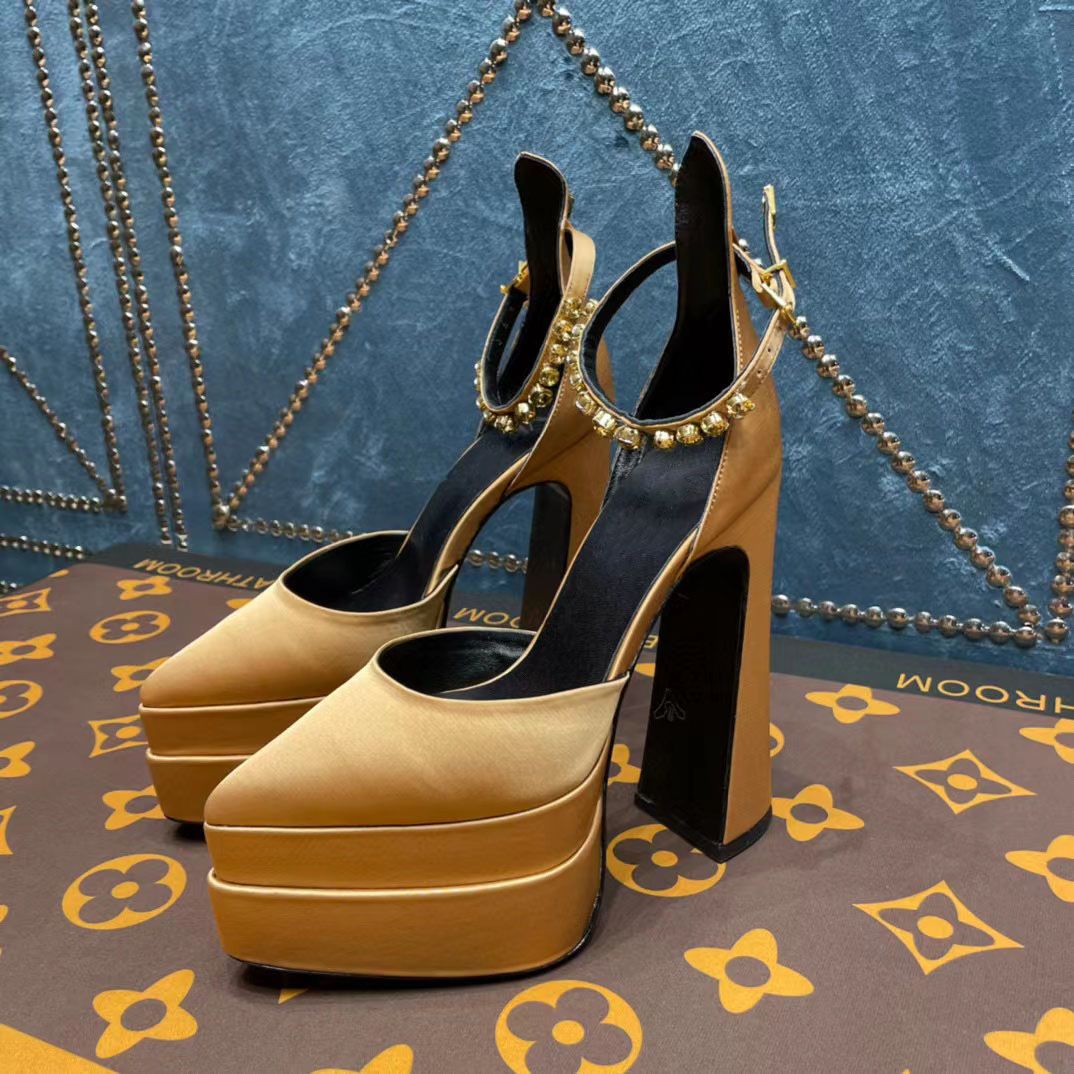 

Aevitas Pointy Platform Pumps Dress Shoe High Heel Sandal Rhinestone Shoes Womens Crystal Double Platforms Fashion Pointed Toe Runway, Red leather