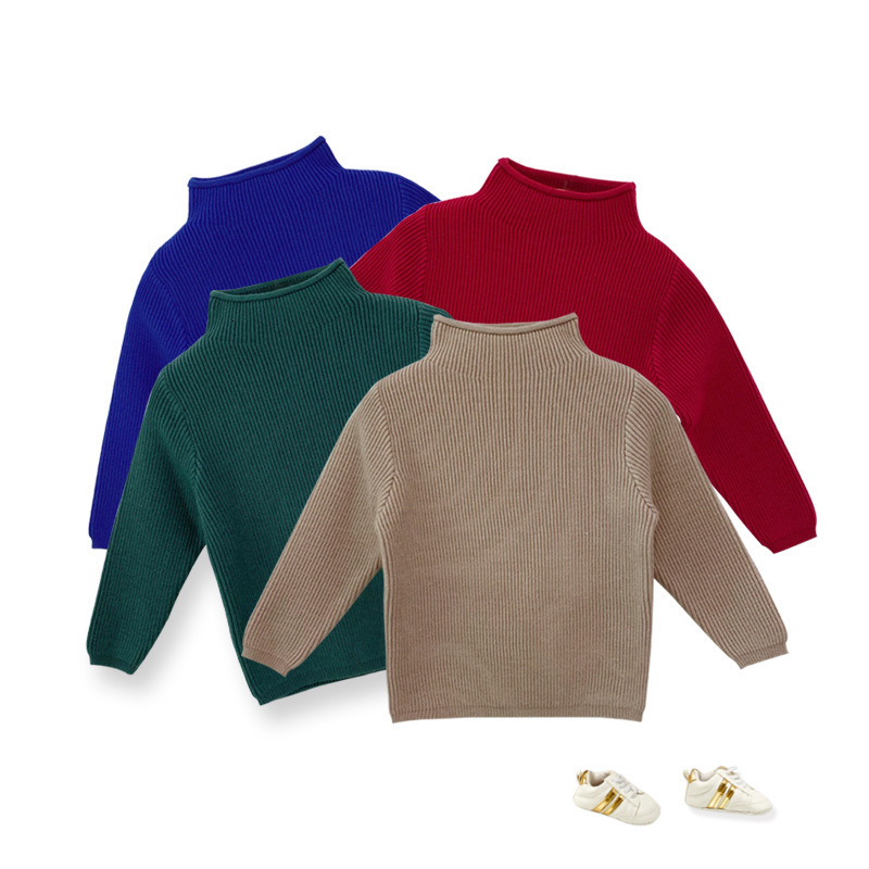 

Pullover Fall Winter Half Turtleneck Knitted Sweaters Solid Soft Warm Children Bottoming Shirts Tops for born Baby Girls Boys 221114, Dark red