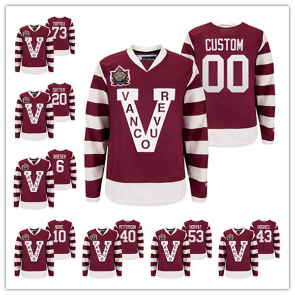 

Vancouver Canucks 33 H.Sedin Hockey Jersey Millionaires Heritage Classic Burgundy Bo Horvat Quinn Hughes Elias Pettersson Vintage Pavel Bure, Red