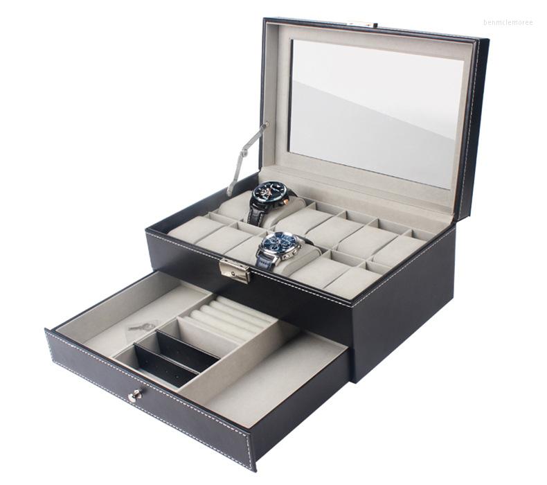 

Watch Boxes Double-layer 12-bit Jewelry Box Customized Window PU Leather Storage Creative Fashion Display
